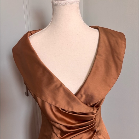 Kay Unger Bronze Ruched Midi Dress - Picture 2 of 9